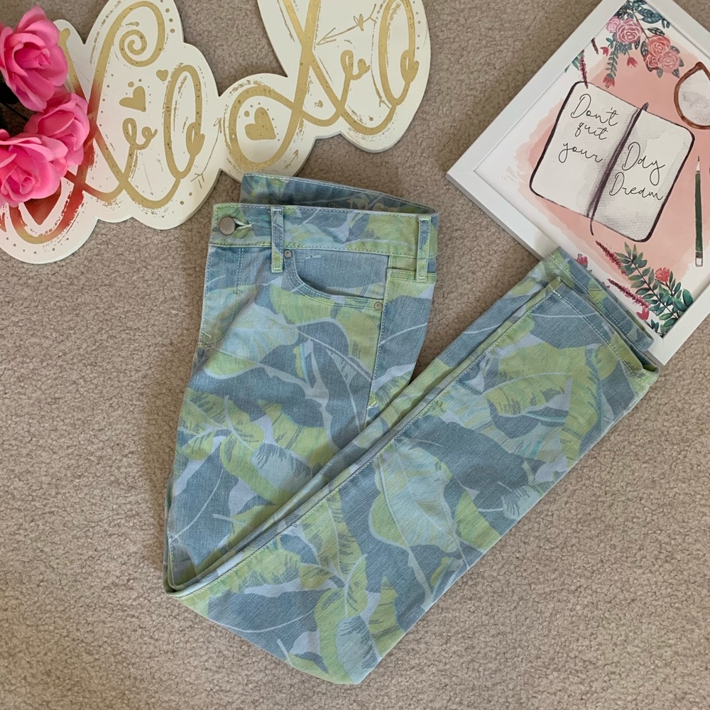 3/$20 Gap Leaf Printed Denim Skinny Jeans Sz 25r